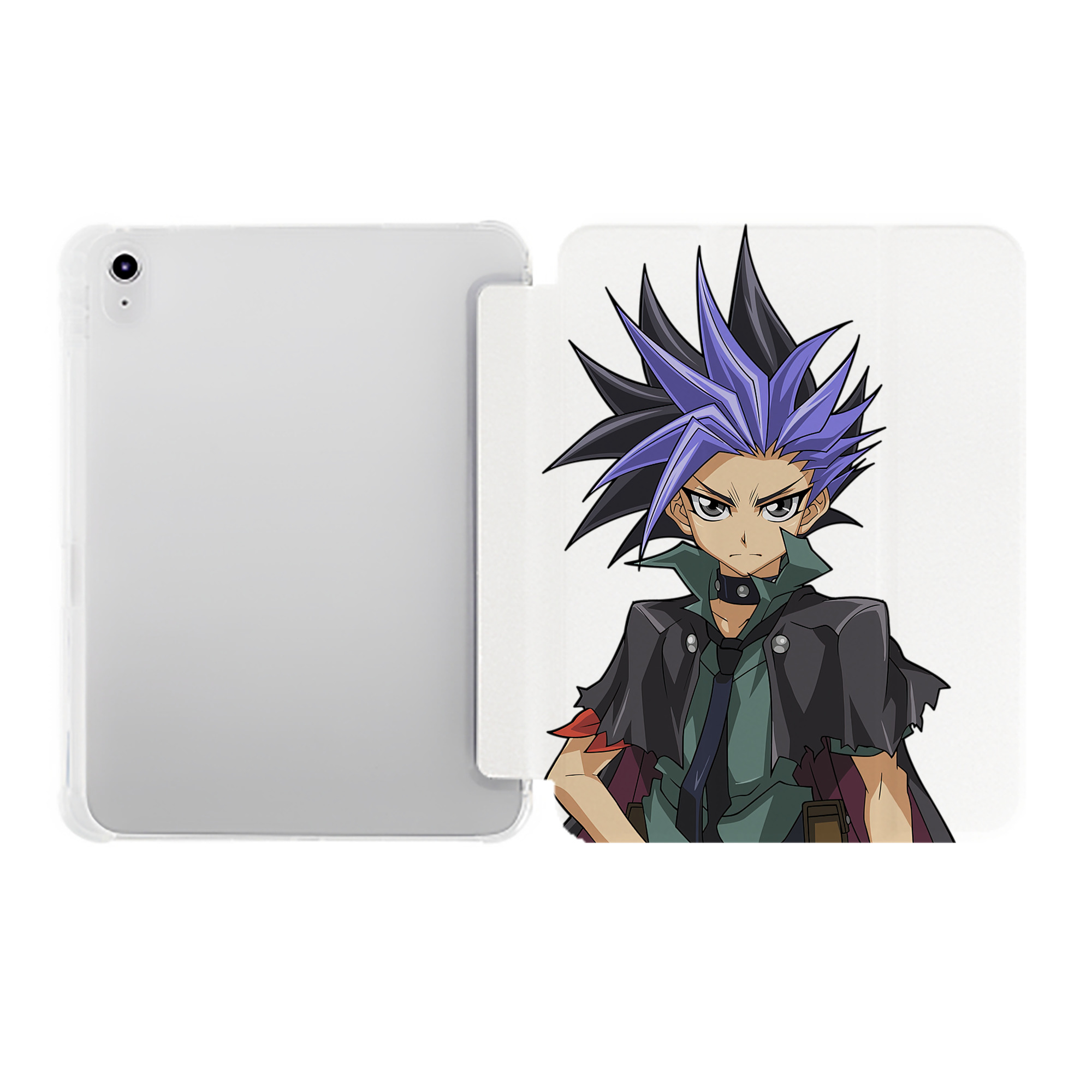 （画像用） 遊☆戯☆王 Yu-Gi-Oh! IPad ケース ペン収納付き 三つ折りスタンド PUレザー×シリコン 対応機種9.5/10.5/10.9インチ